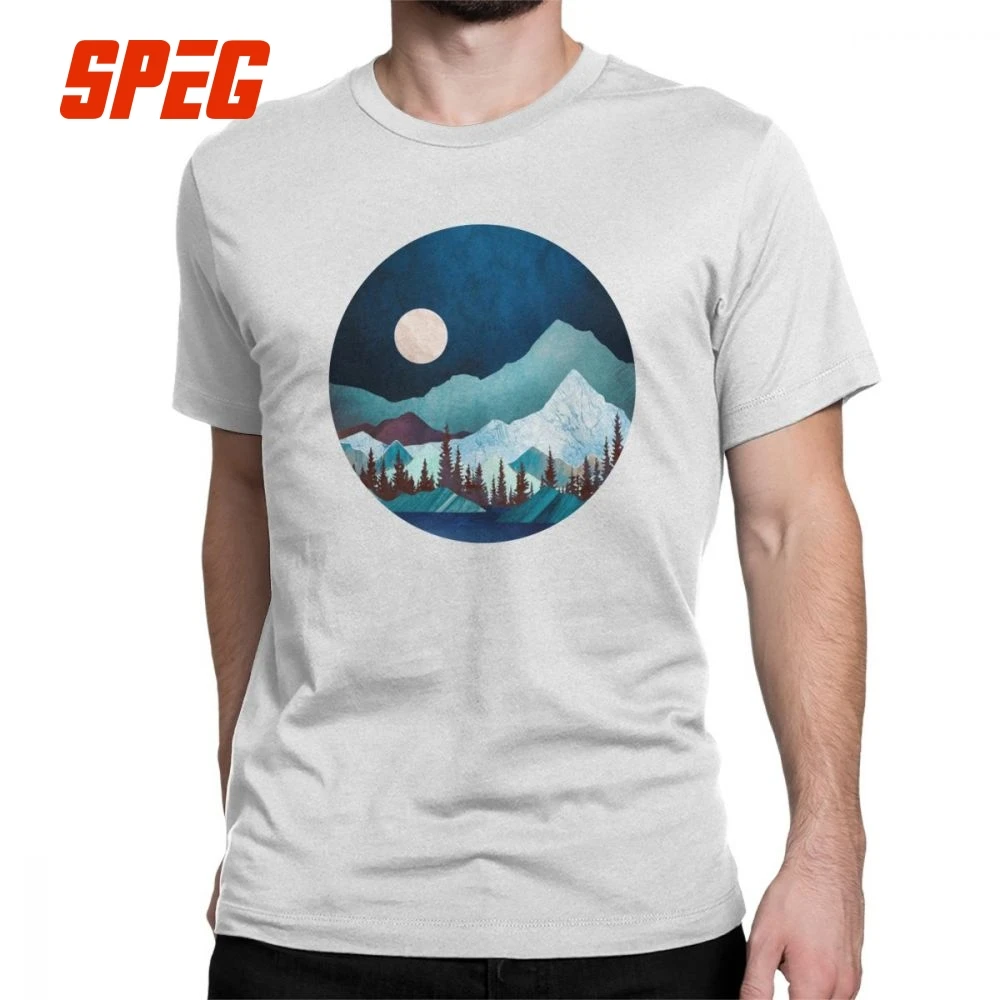 Moon Bay T-shirt Man Short Sleeved Hiking Tees Night Trees Forest Mountains Nature Crew Neck Cotton Tops Classic Fit T Shirts Moon Bay T-shirt Man Short Sleeved Hiking Tees Night Trees Forest Mountains Nature Crew Neck Cotton Tops Classic Fit T Shirts
