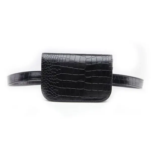 

Vintage PU Leather Waist Bag Women Alligator Waist Bag Travel Belt Wallets Fanny Bags Ladies Black