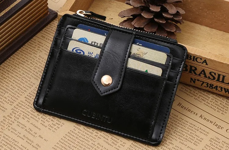Многофункциональный тонкий мужской кожаный кошелек портмоне с застежкой-молнией маленький кредитный держатель для карт для мужчин сумка для денег