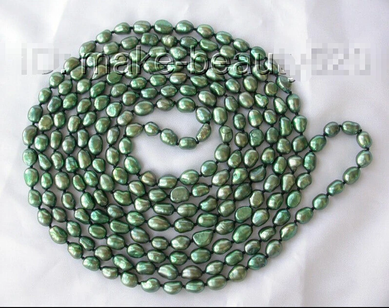 

FREE SHIPPING>>> stunning long 100" 11mm green baroque freshwater cultured pearl necklace s563^^^@^Noble style Natural Fine jewe