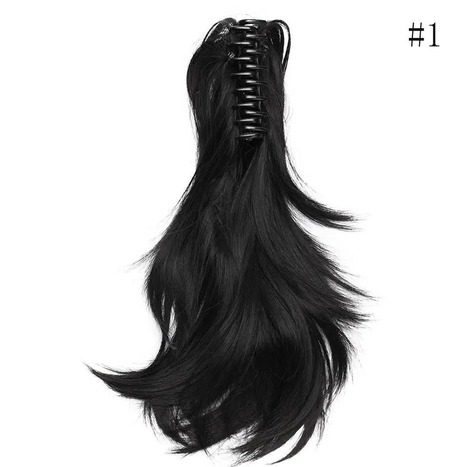 SNOILITE, 12 дюймов, накладные волосы, коготь на конском хвосте, синтетические волосы на заколках для наращивания, шиньон, конский хвост, сгибаемый хвост, волосы для женщин - Цвет: dark black
