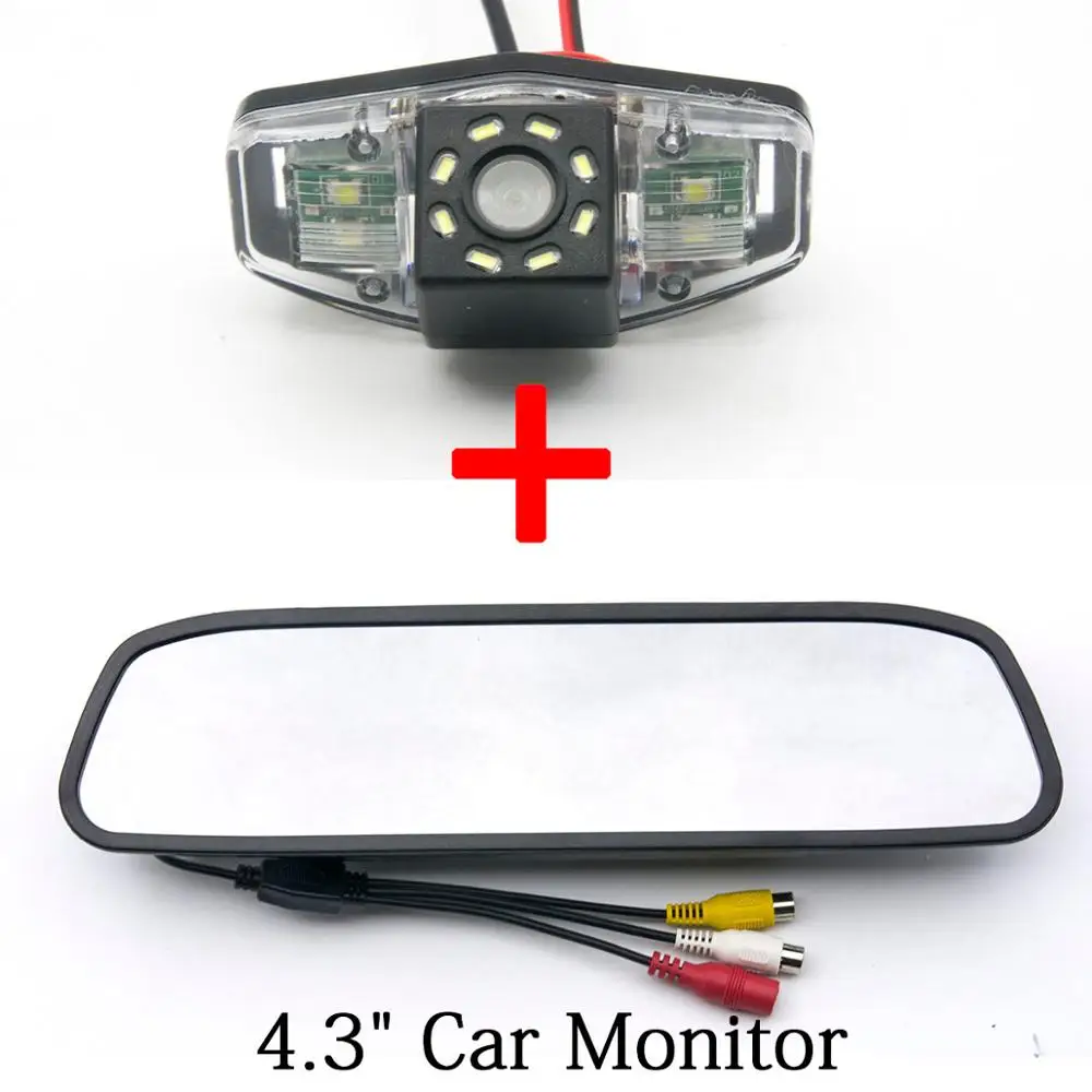 Для Honda Accord пилотный гражданский пилот Одиссея Acura TSX 8LED CCD камера заднего вида Камера 4," 5" монитор парковки обратный Беспроводной - Название цвета: Camera 4.3 Mirror