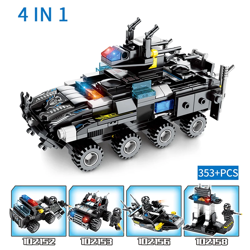Цена Строительные блоки Swat совместимы с LegoINGly блок городской полиции солдат ствол вертолет игрушки для детей 8 в 1