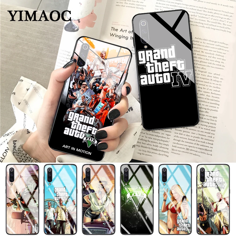 YIMAOC rockstar gta 5 Grand Theft Auto Glass Case for Xiaomi Redmi 4X 6A note 6 7 Pro Mi 8 9 Lite A1 A2 F1 |