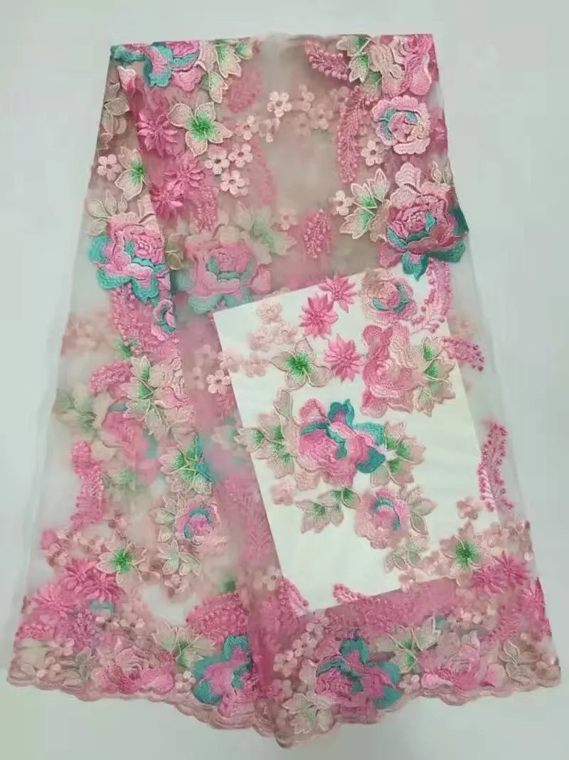 Mi. Fan 2017 African gauze lace latest lucky flowers and roses hand