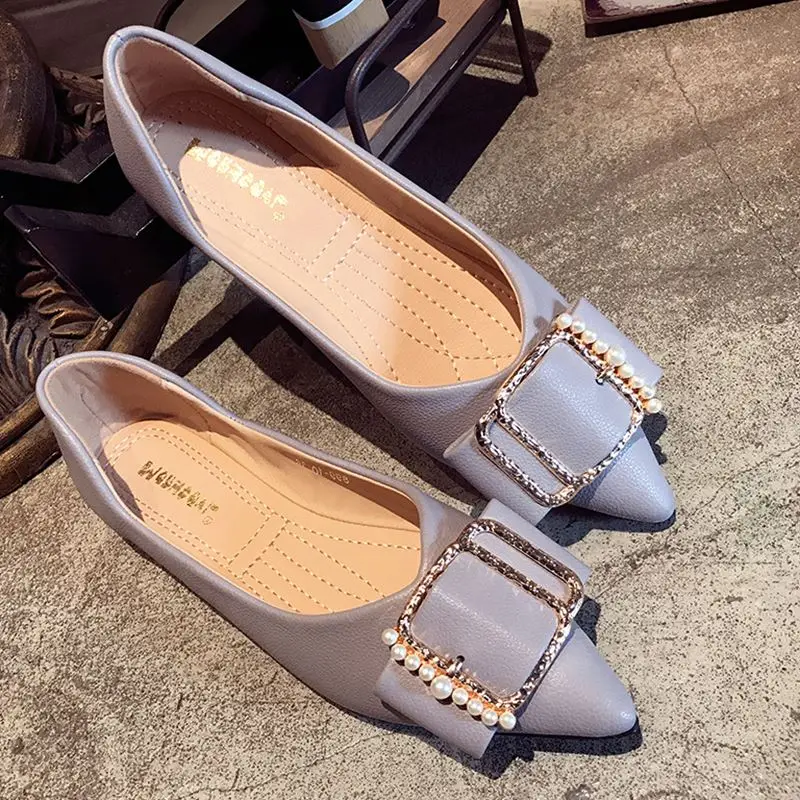 Korean Style Women's Flats Shoes Sexy Pointed Toe Metal Sequins Ballet