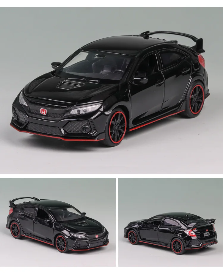 1:32 HONDA CIVIC TYPE-R Diecasts & Toy модель автомобиля со звуковым светом коллекционная машинка Игрушки для мальчиков подарок для детей