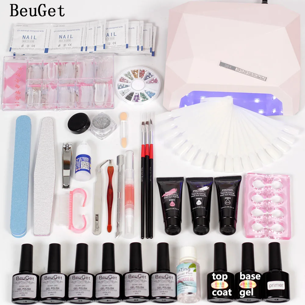 

BeuGet Gel Nail Polish Set Gel Varnish Polygel Lacquer Acrylate Manicure Nail Extension Set 36w Led Nail Lamp Builder Gel set