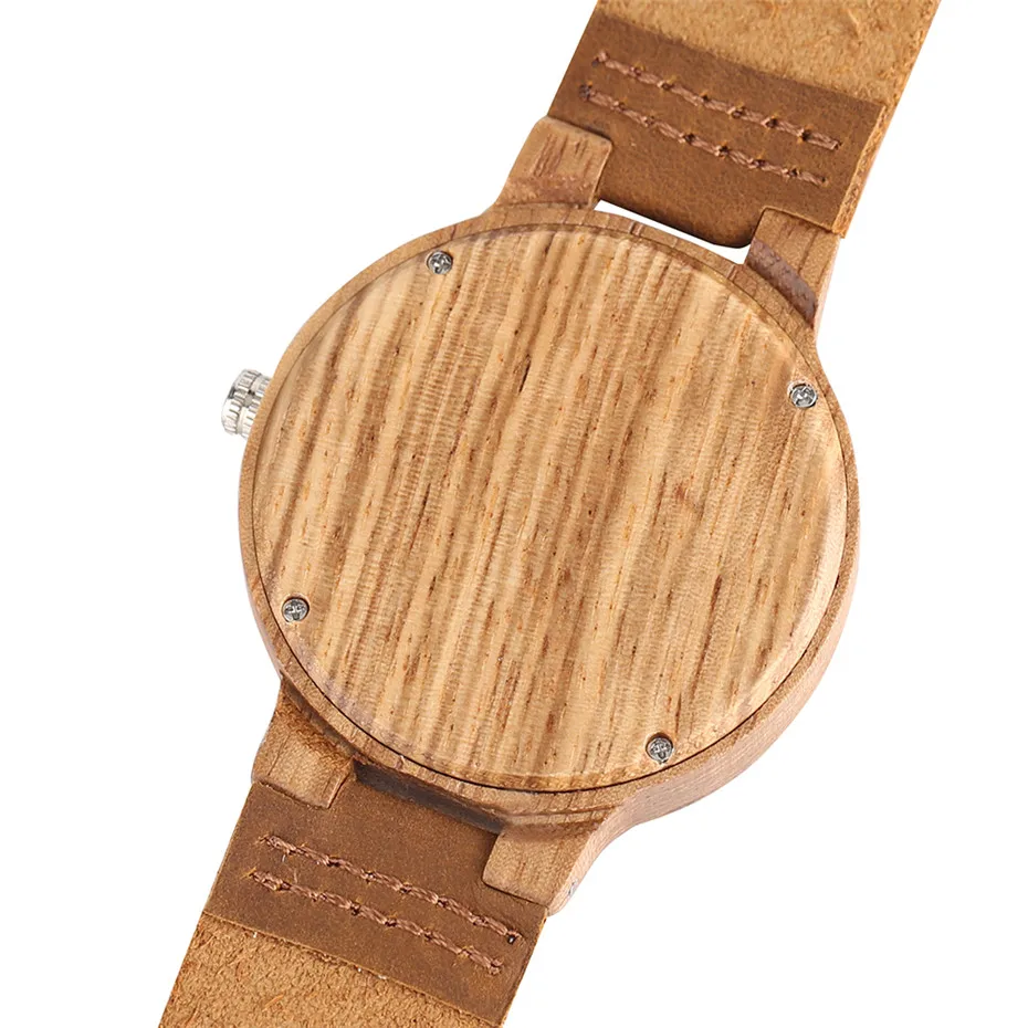 YISUYA Creative Nature Broken Leaf Wood Watch Men Analog Quartz Leather Strap Fashion Novel Bamboo Wrist Watch Women Modern Cool Clock  Irregular (5)