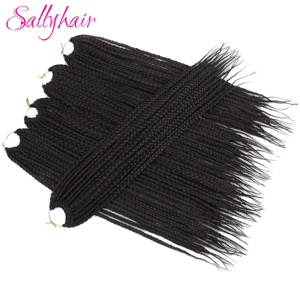 Sallyhair Brands 3X Afro Box Braids 22inch 22 Pcspack Synthetic Crochet Ombre Tow Tone Braiding Hair Extensions Black Brown Bug (54)