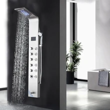 Ванная комната дождь водопад душевая панель Матовый никель вода дождь Душ Panle светодиодный массажный дождь системы струи