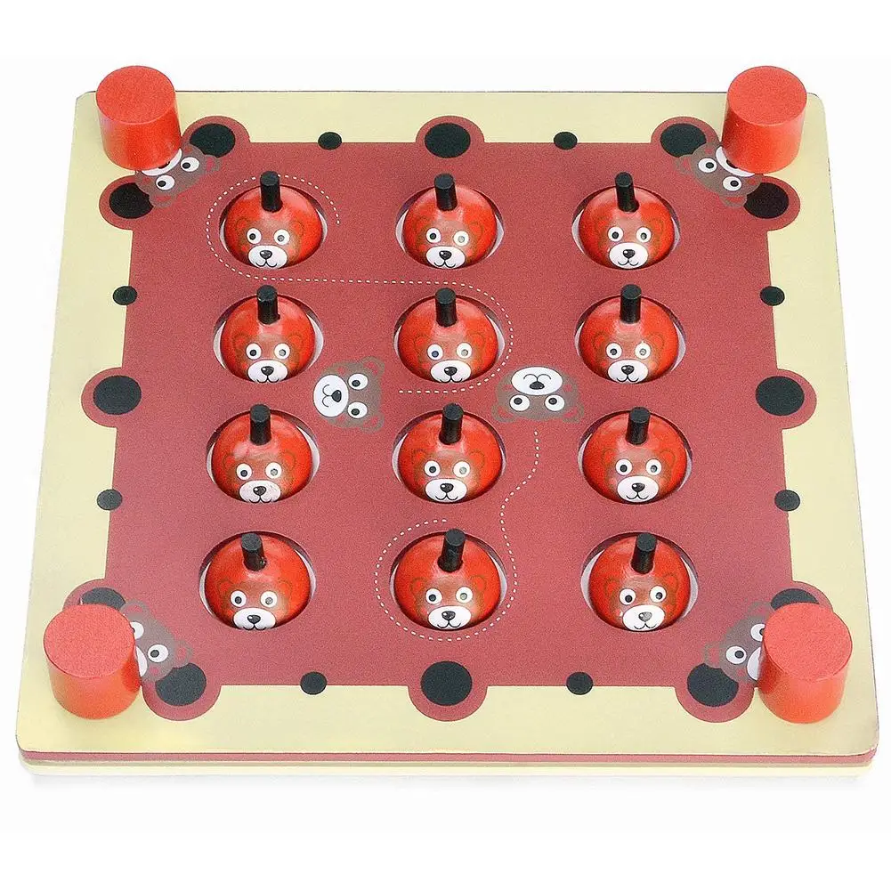 

Wooden Bear Puzzles Match Pairing Memory Chess Board Game Developing Kids Toy