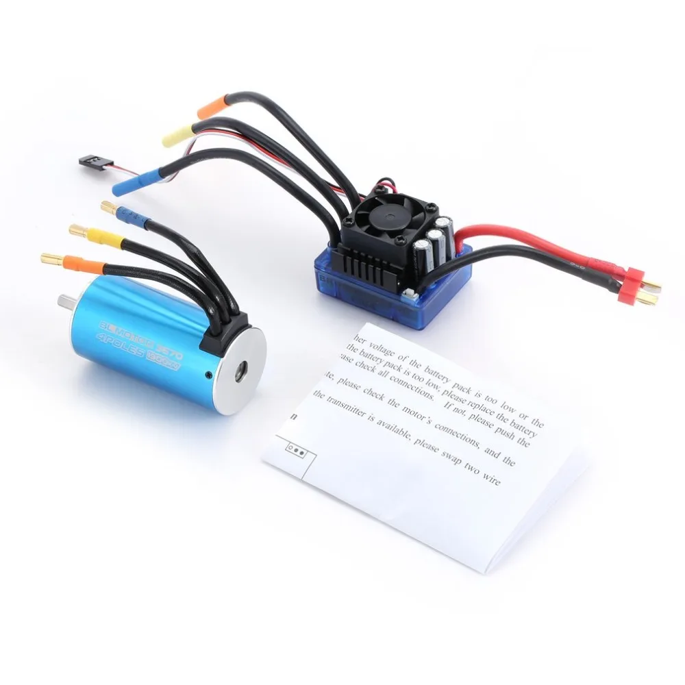 

3670 1900KV 4 poles Sensorless Brushless Motor with 120A Electronic Speed Controller Combo Set for 1/8 RC Car and Truck
