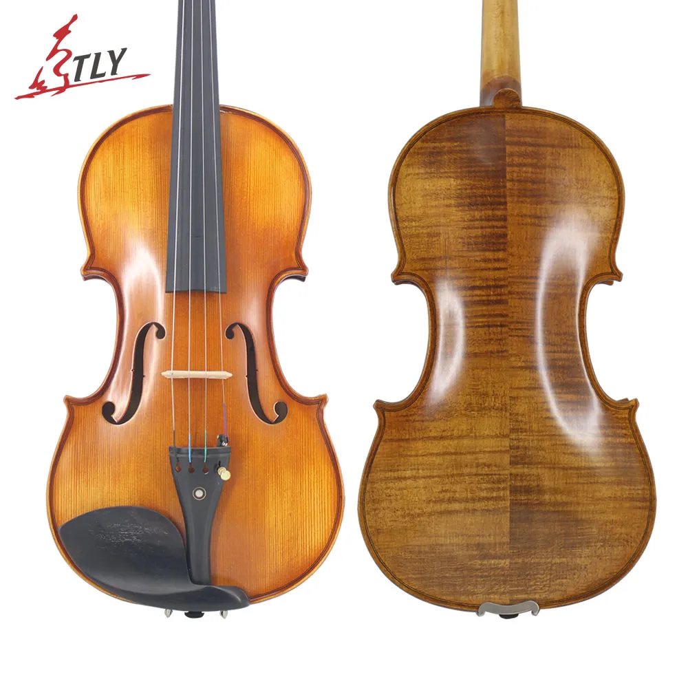 

TONGLING New Natural Flamed Maple Violin Full Size Hand-craft Violin Stringed Musical Instrument Ebony Fitted w/ Case Bow Rosin