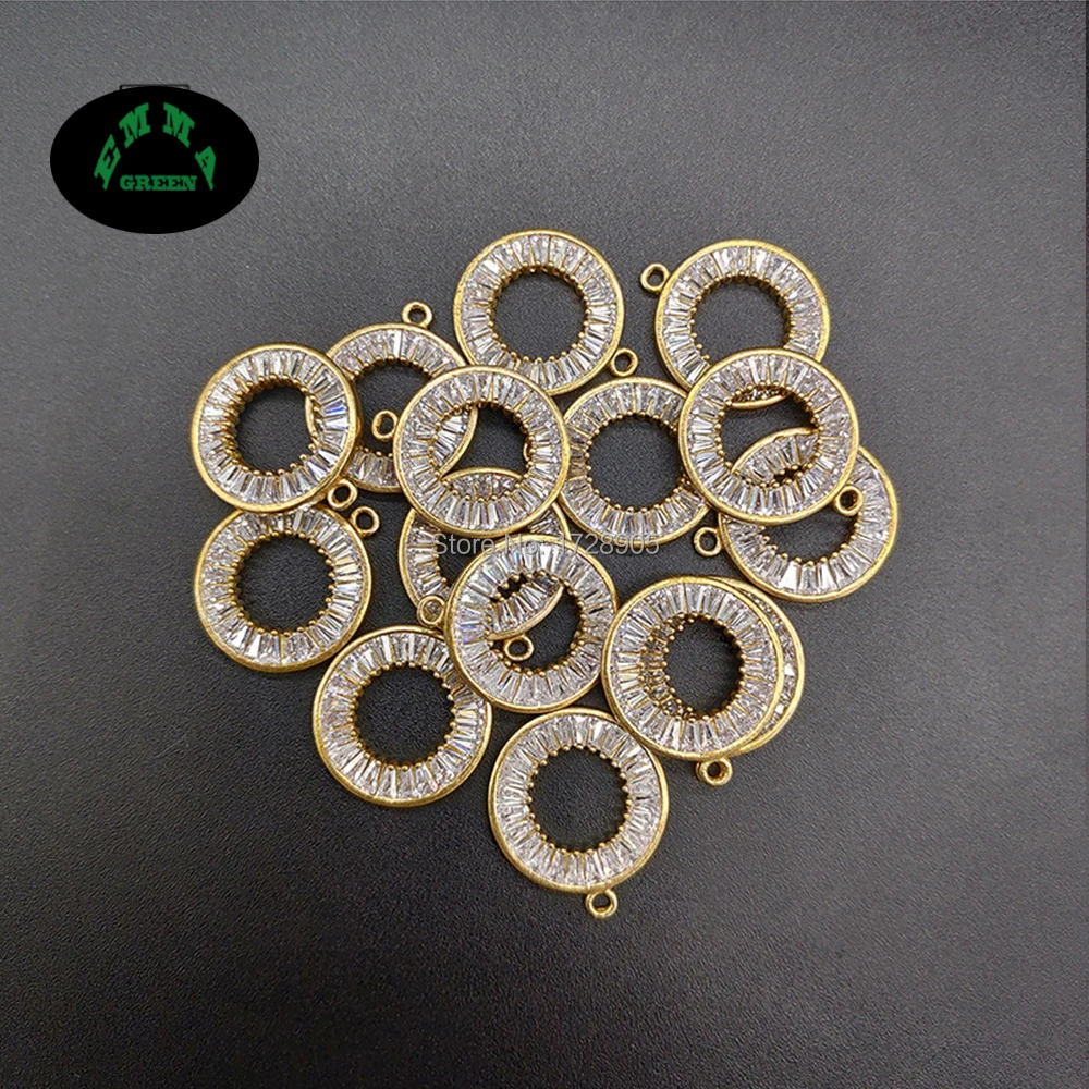 

Zircon Charm Pendant Geometry Flower Round Circle Crystal Charms for Jewelry DIY Making Accessories 20 mm 10 pcs