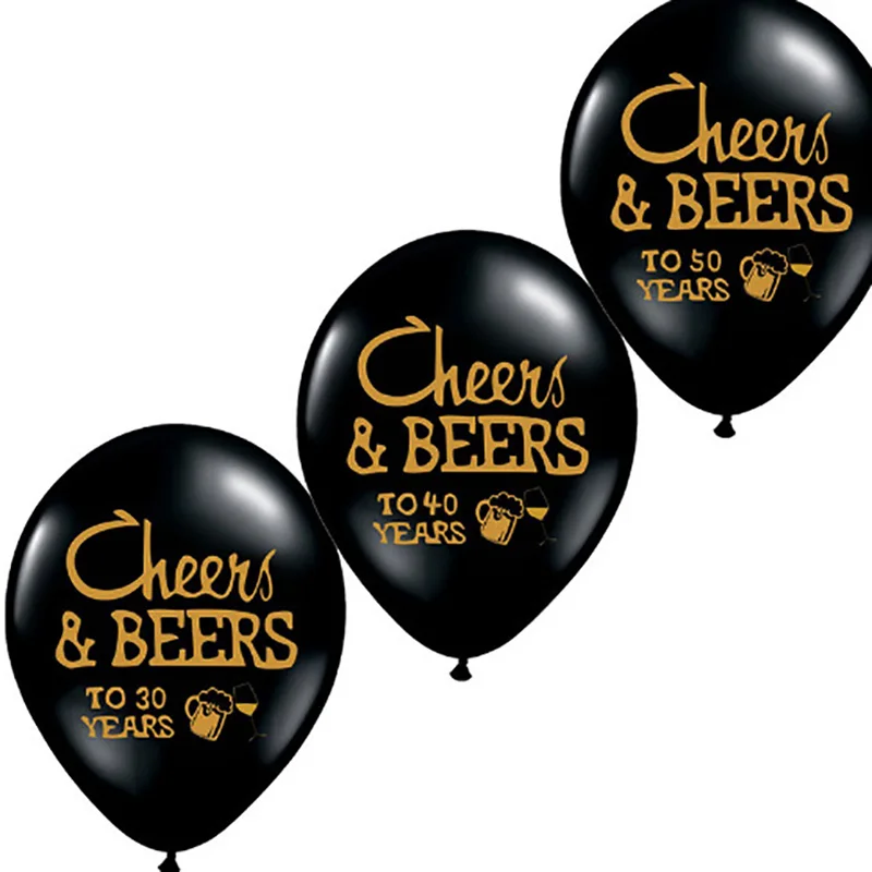 100Pcs Latex Balloon Cheers/&Beers To 30//40//50 Years Birthday Party Decor Happy