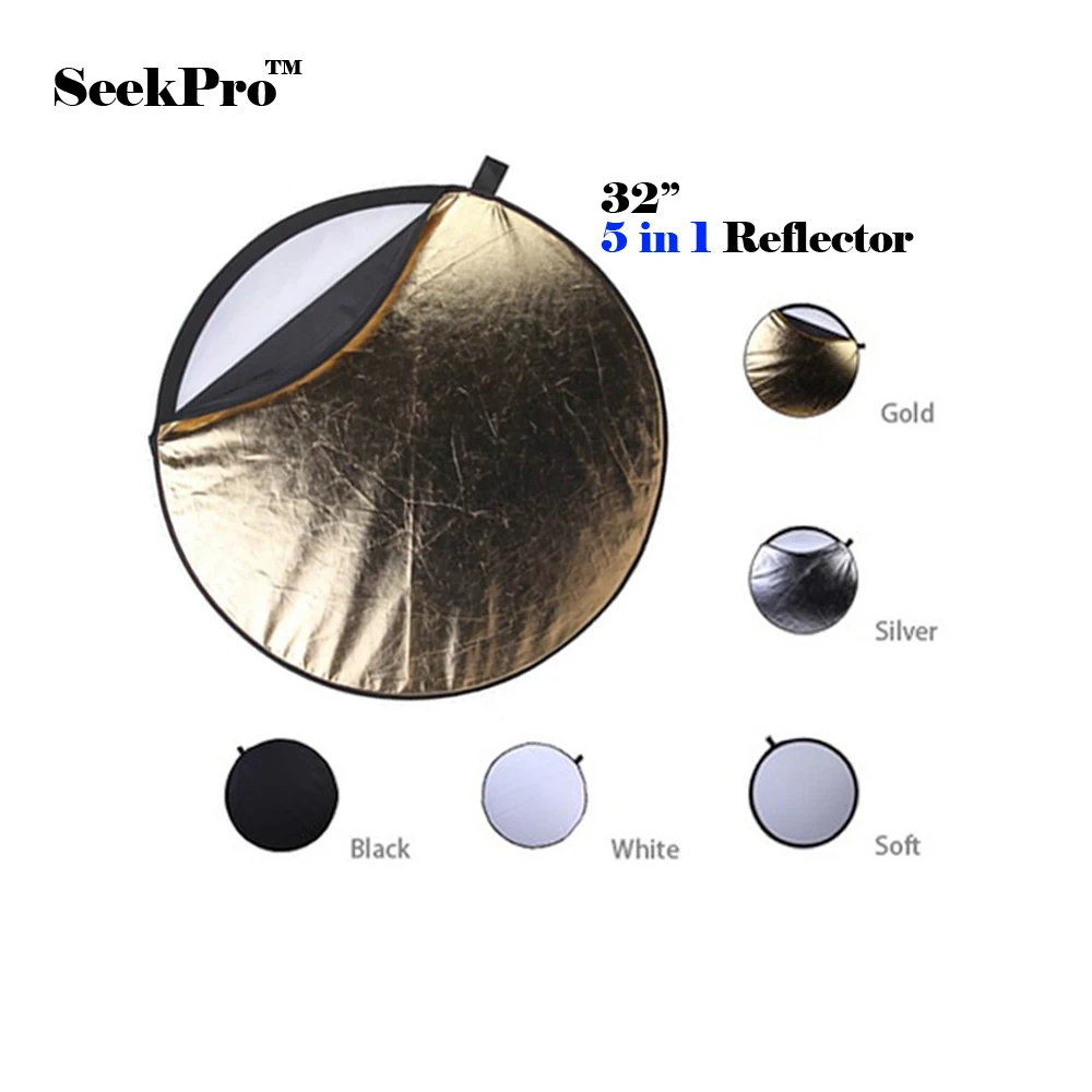 

SeekPro 32" 80cm 5 in 1 New Portable Collapsible Light Round Photography Reflector for Studio Photo Reflector Discs