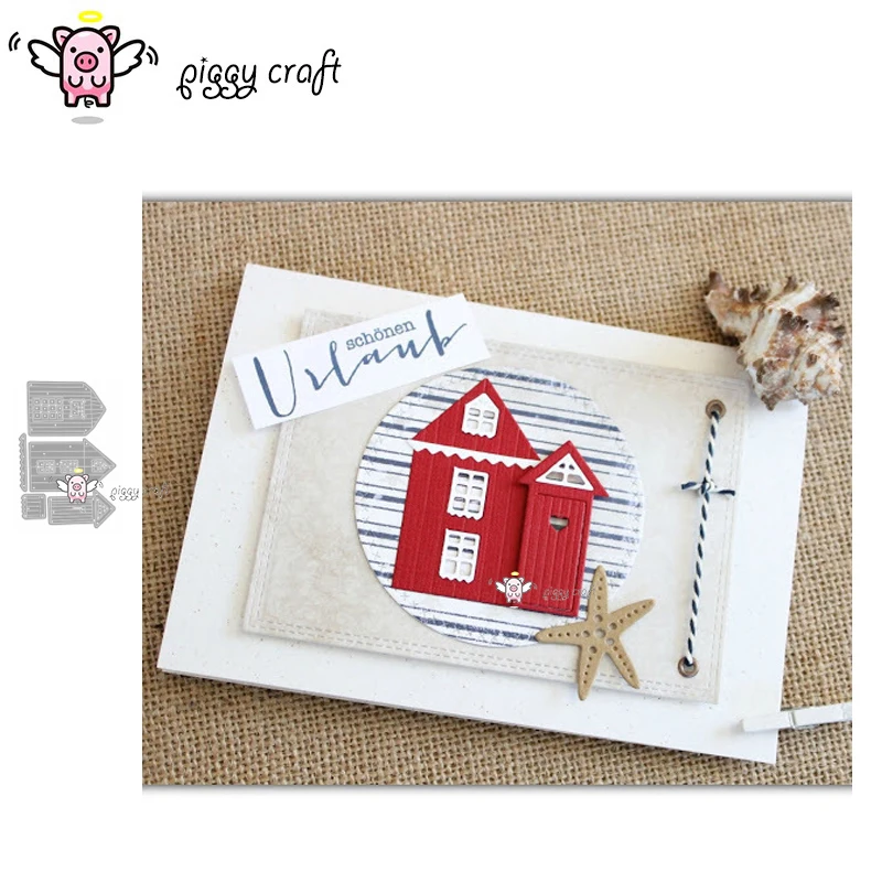 

Piggy Craft metal cutting dies cut die mold 3Pcs House decoration Scrapbook paper craft album card punch knife art cutter die