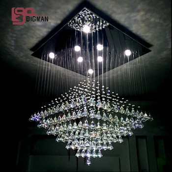 

modern crystal chandelier square LED candelabro kristal lampe lustre living room lights lenght 80cm