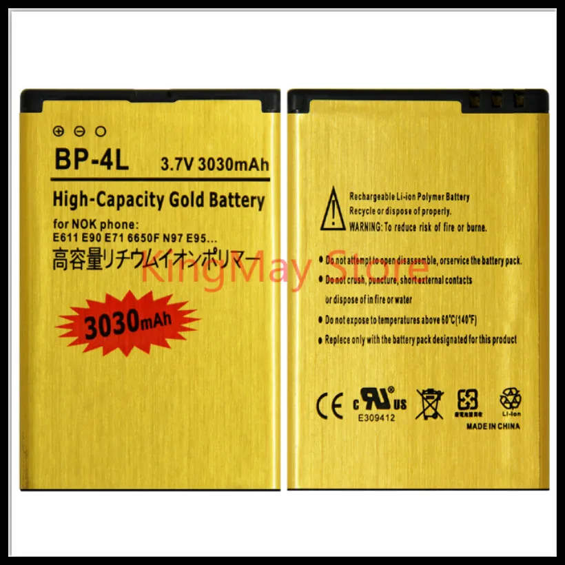 

High Capacity Gold battery bateria BP-4L BP4L Mobile phone Battery for NOKIA N97 E61i E63 E90 E95 E71 6650F N810 E72 BATTERY