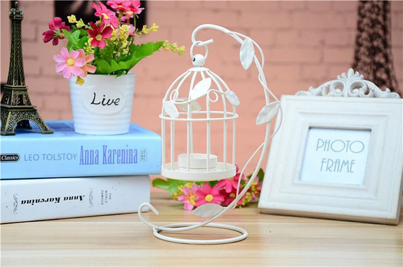 Flone Modern Iron European Style Candlestick Bird Cage Wind Light Decoration Wedding Home Decoration Accessories Crafts Gifts  (3)