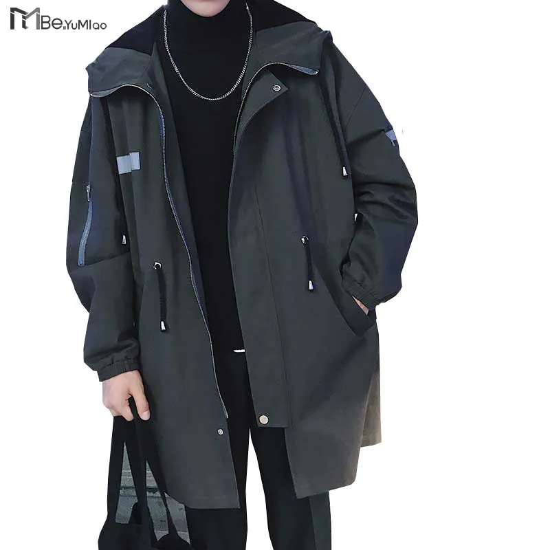 Be.YuMiao Hoodie Trench Coat 2018 Mens 