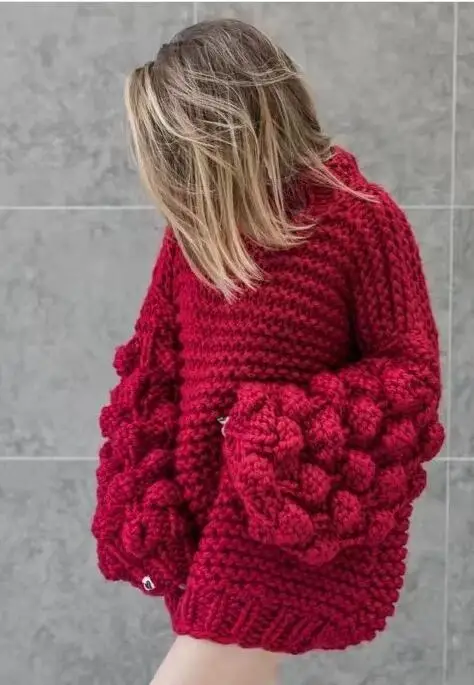 Street Winter Pullovers Ladies 7 Colors Long Lantern Sleeve Ball Sweater Chic Knitted Lady Outerwear Street Winter Pullovers Ladies 7 Colors Long Lantern Sleeve Ball Sweater Chic Knitted Lady Outerwear