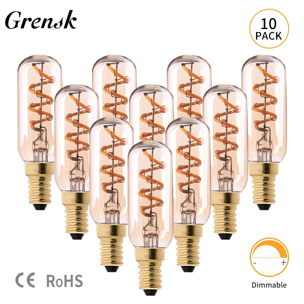 Beste Grensk T25 Buisvormige Stijl Spiraal Edison LED Gloeidraad Gloeilamp 3 w 2200 k E12 E14 220 v Retro Vintage lampada Dimbare Verlichting Lampen