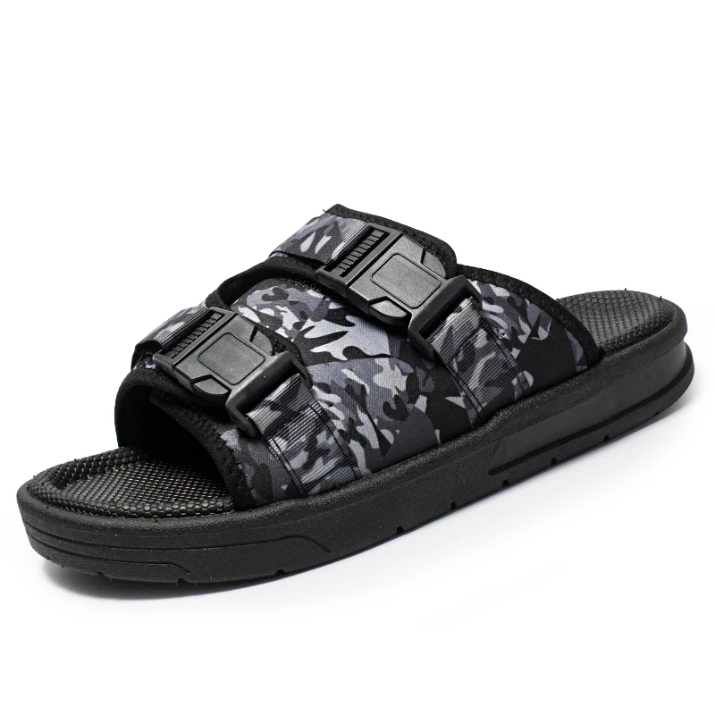 Новая мужская летняя обувь повседневные вьетнамки на плоской подошве стильные мужские пляжные тапочки камуфляжные легкие мягкие Нескользящие тапочки