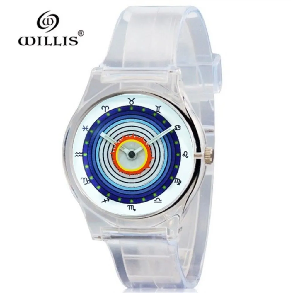 

WILLIS Brand New Fashion Transparent Quartz Watch Waterproof Silicone Women Watch Students Kids Children Watch Relogio feminino