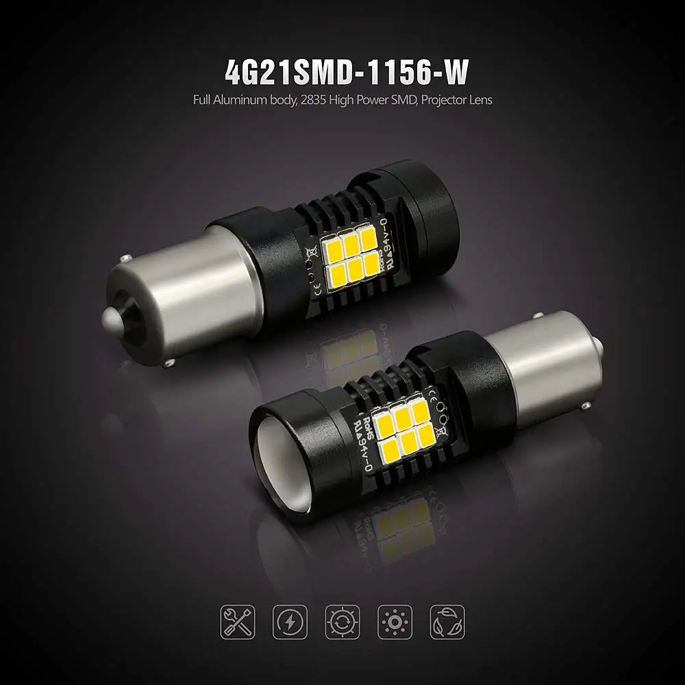 2x BA15S 1156 7506 P21W светодиодный светильник лампа для заднего хода парковочный Черная