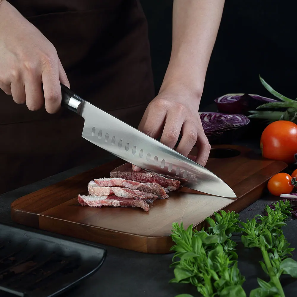 KEEMAKE Профессиональный 8," нож шеф-повара, немецкие 1,4116 стальные лезвия, кухонные ножи, цветная деревянная ручка, острый нож для мяса, нож шеф-повара