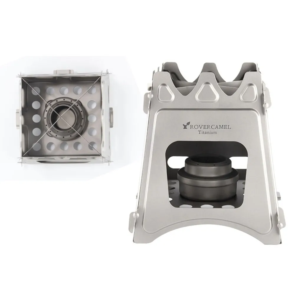 

Camping Wood Stove Portable Folding Lightweight Titanium Wood Burning Backpacking Stove for Survival Cooking Picnic Hunting