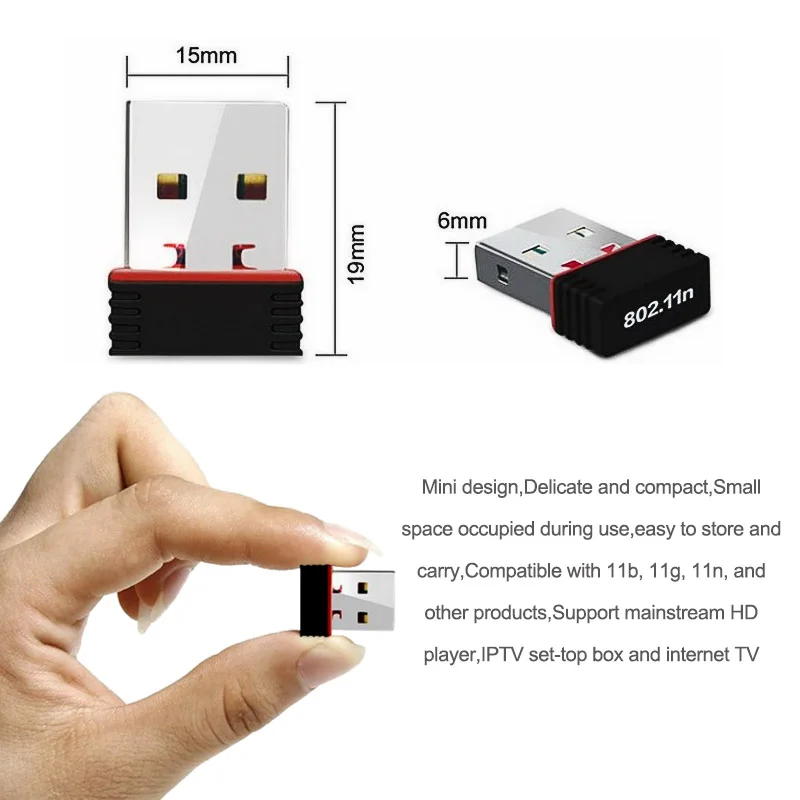 Мини 300 Мбит/с USB 2,0 WiFi беспроводной адаптер сетевой LAN карты 802,11 ngb Ralink MT7601