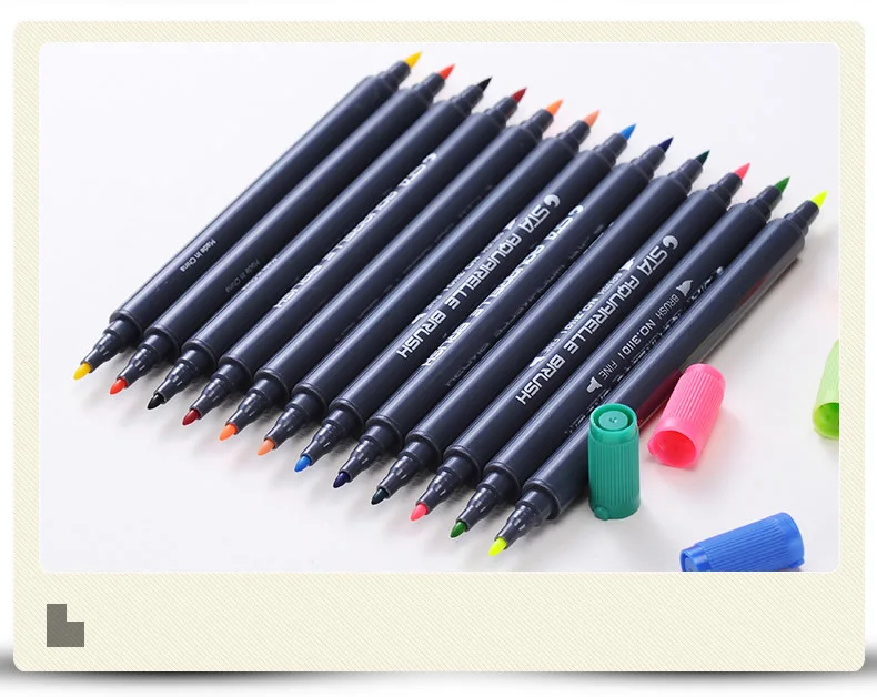 STA, 80 цветов, двойная головка, Двойные наконечники, акварельная кисть, маркер, ручка, набор с наконечником для карандашей, для раскрашивания, рисования, подсветка