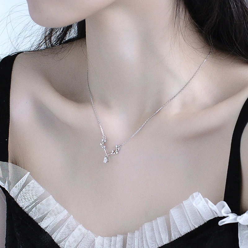 Новая мода Серебряный Олень Лось кулон ожерелье s 925 AAA капли воды циркон рога ожерелье для женщин ожерелье Роскошные ювелирные изделия