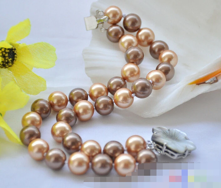 

01340 2row 8" round coffee champagne SOUTH SEA SHELL PEARL bracelet