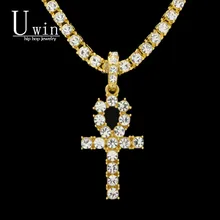 UWIN ожерелье АНК Египетские украшения хип-хоп стиль Iced Out Bling Стразы ключ к жизни египетский крест кулон с теннисными цепями