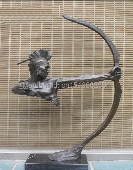 

33"Huge Greece 100% Pure Bronze Marble art Statue Greek warrior archers