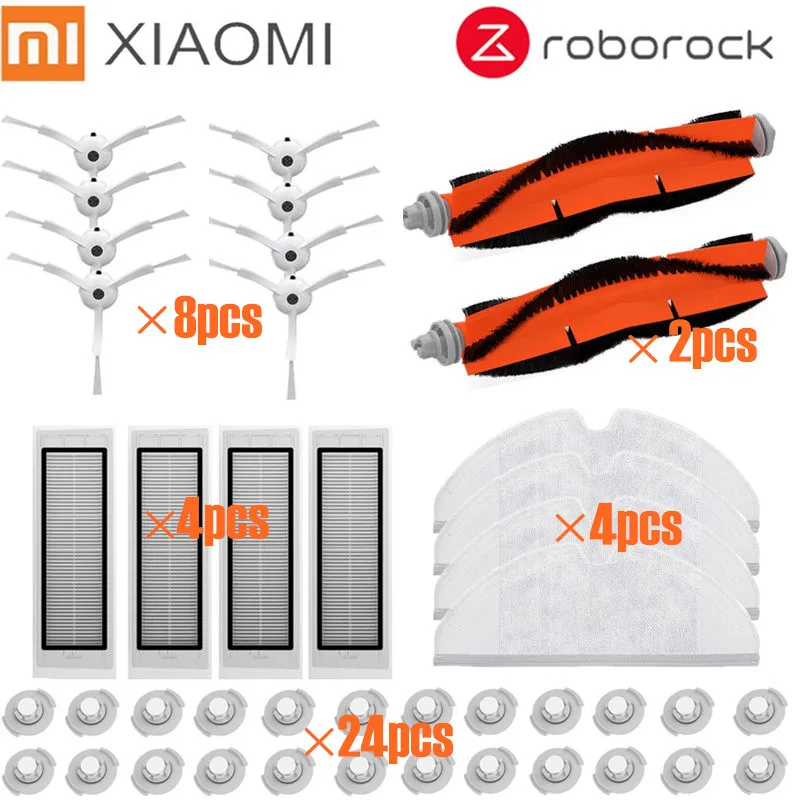 

for Xiaomi Roborock Robot S50 S51 Vacuum Cleaner Spare Parts Kits Mop Cloths Wet Mopping filter Side Brush Roll Brush Water Tank
