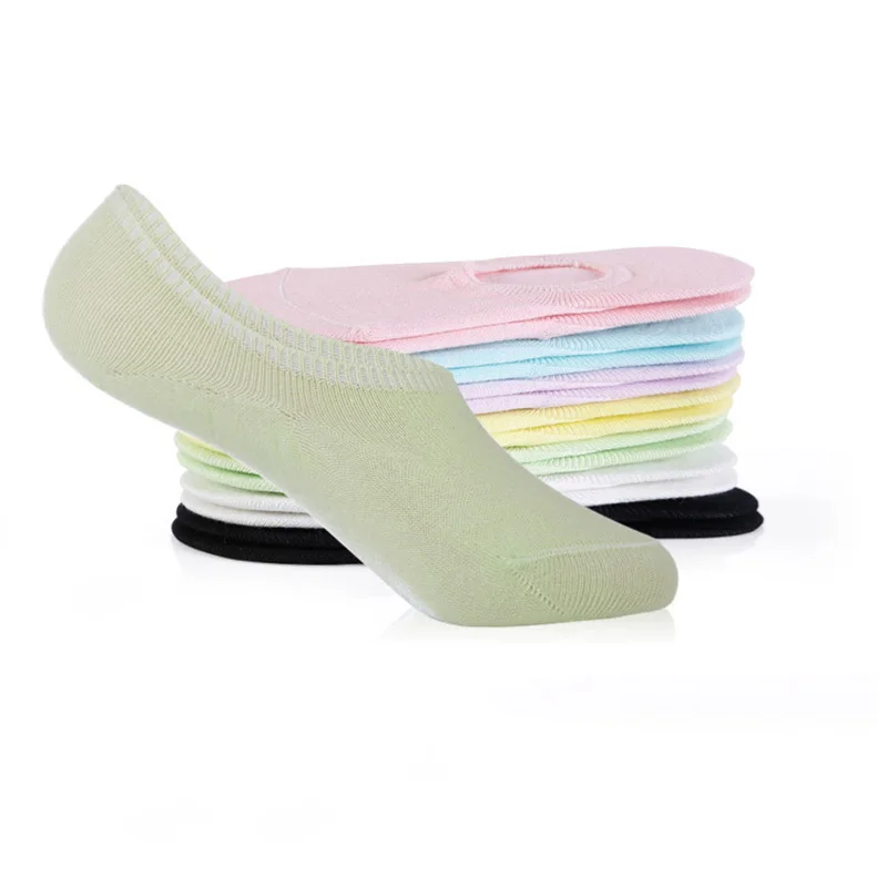 

5 Pairs/lot 2019 New Women's Socks Solid Color Invisible Socks Women's Short Sock Slippers Summer Thin Non-slip Boat Socks Women