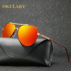 2019 поляризованные Зеркало Для женщин солнцезащитные очки 3 цвета синий/черный/очки с оранжевыми стеклами UV400 металлический каркас