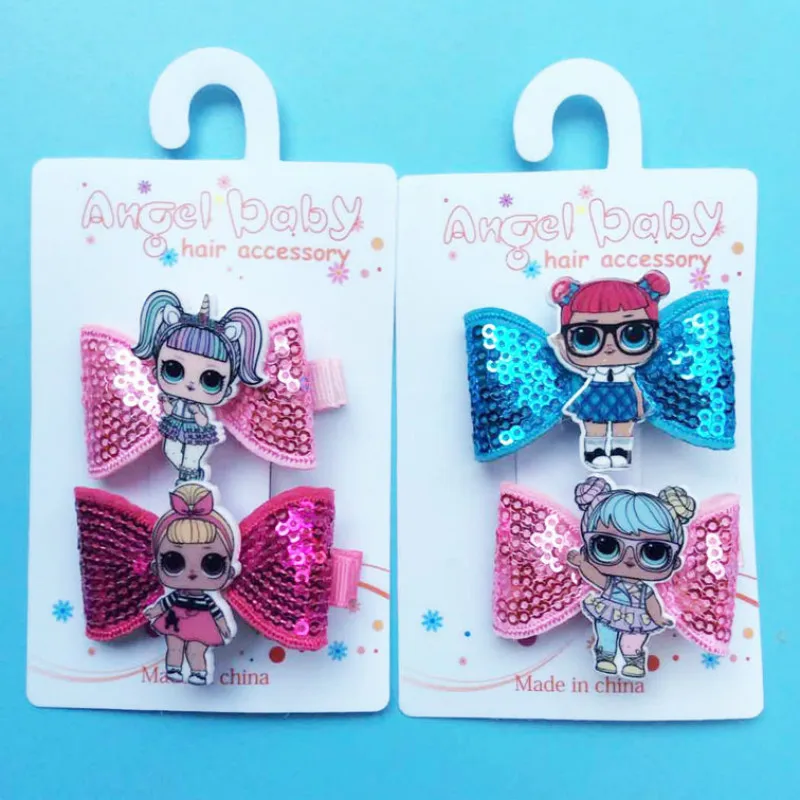 2piece Will Eye Girl Onion Powder Bow Hair Decorate Twinkle Leatherwear Hairpin Headwear Big-eyed Accessories Holiday Gifts