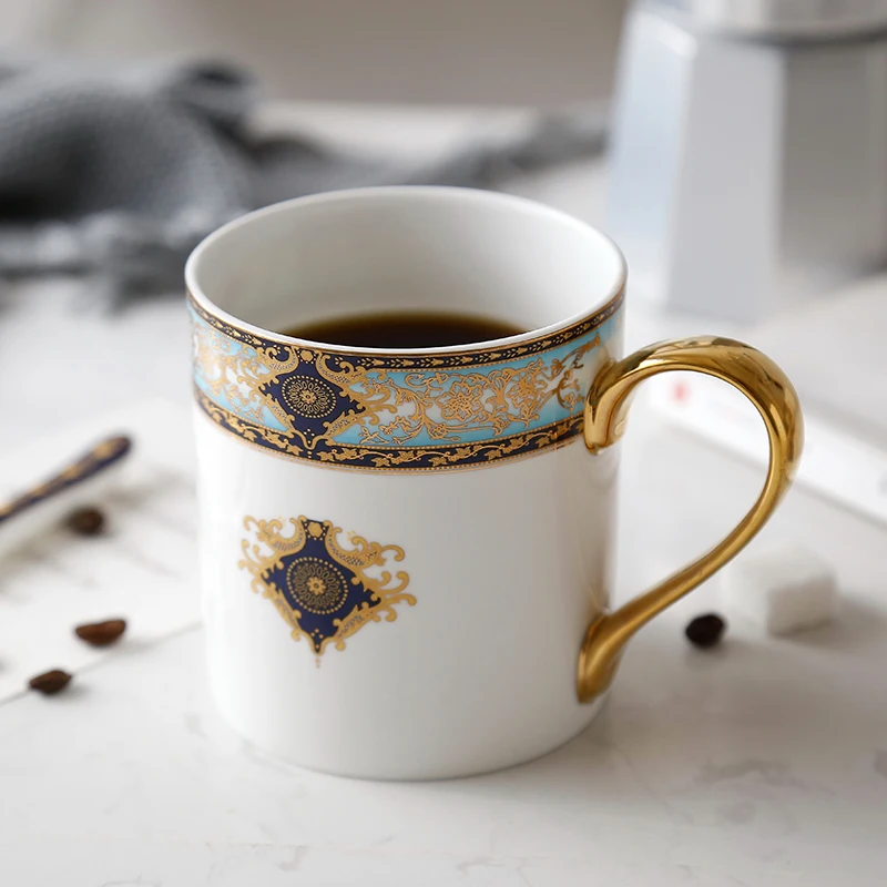 

European Style Bone China Coffee mug High Grade Bone China Afternoon Tea Cups Ceramic Mug 300 ml for Coffee Milk Black