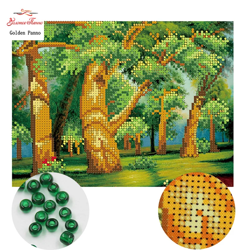 

Golden Panno,Needlework DIY Cross stitch Sets For Embroidery kits trees pattern Counted bead Cross-Stitching 0413