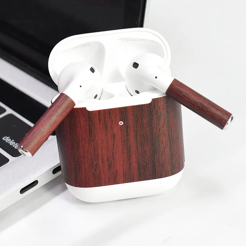 NOTOW для Airpods 2 Беспроводная bluetooth-гарнитура 3D роскошная деревянная Наклейка защитная пленка для Airpods 1/2 проводная