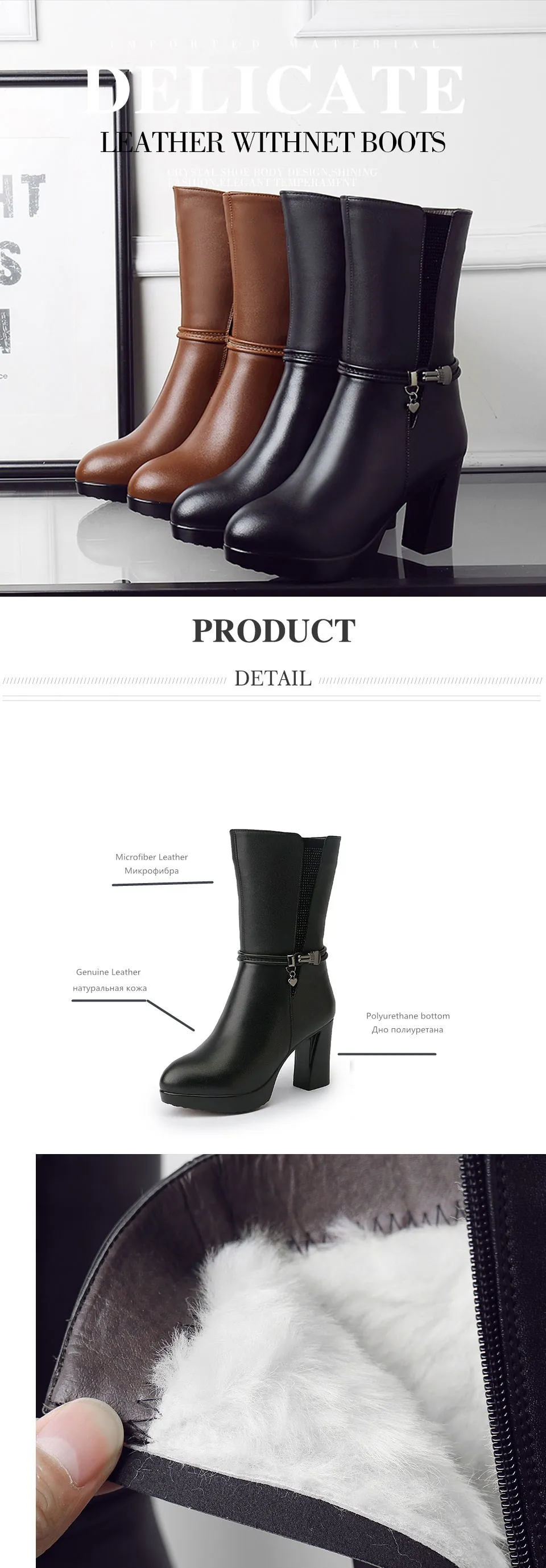AIYUQI/2019 г. зимние женские ботинки из натуральной кожи, женские ботинки, ботинки-Австралийская Шерсть, размер 33, модные мотоботы со стразами
