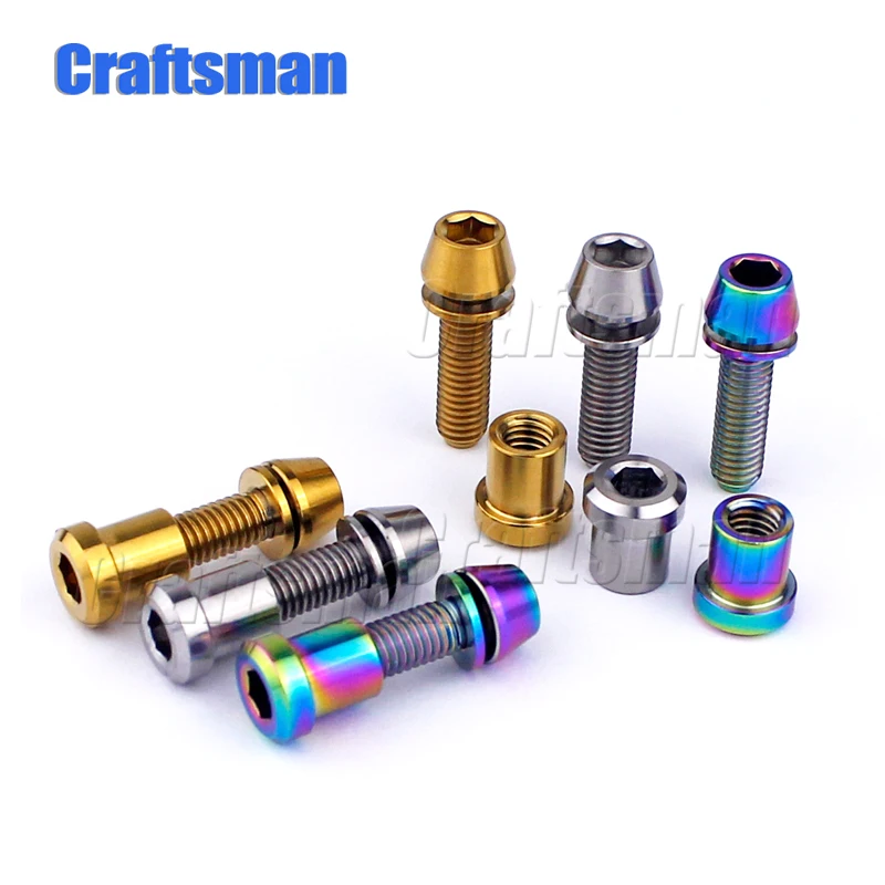 

Titanium Bolts M5 X18mm Forking Lock Cone Head Bolts + Nuts Ti Bolts for 3t Stem Carbon Fibre Ti Screws Front Fork Lock 2 sets