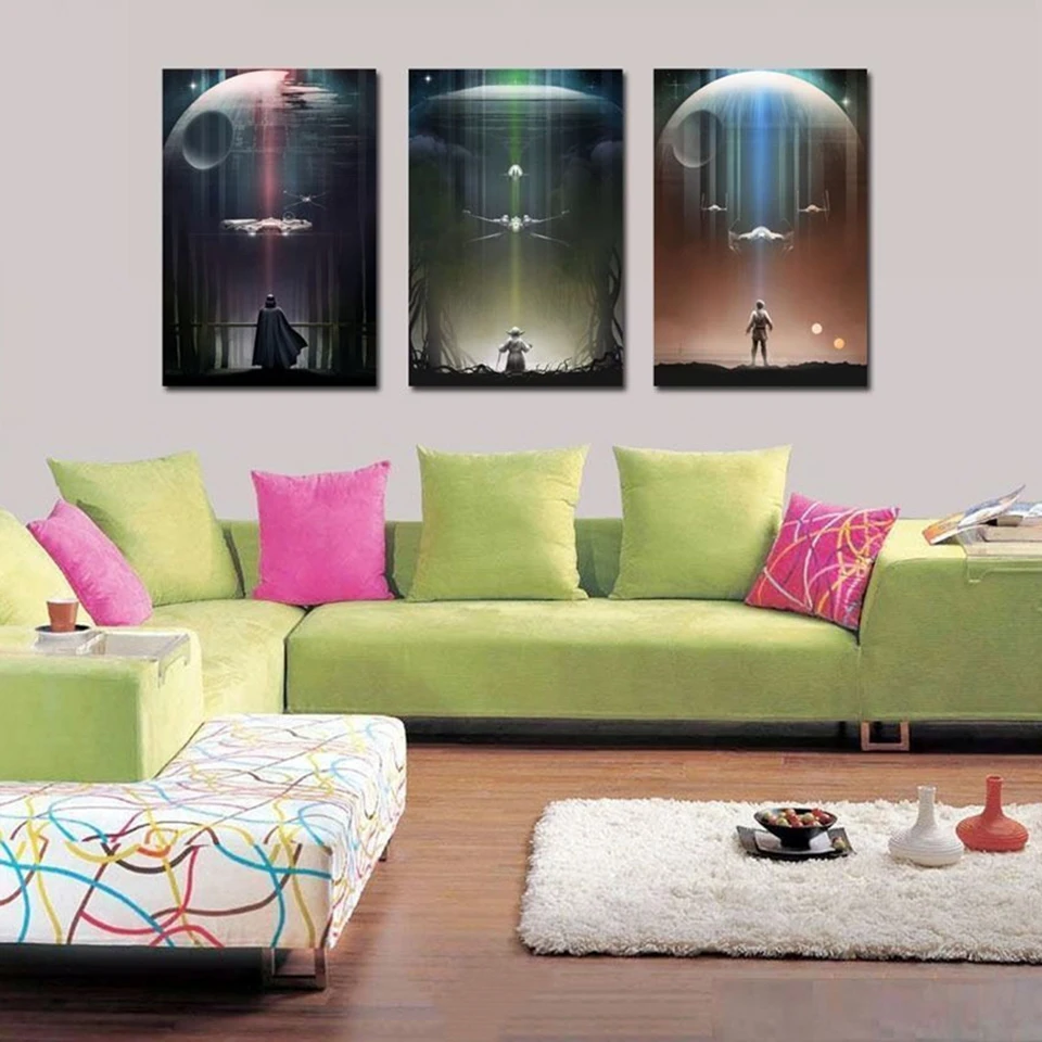Canvas Home Framework Wall Art Painting Poster 3 Panel Star Wars Living