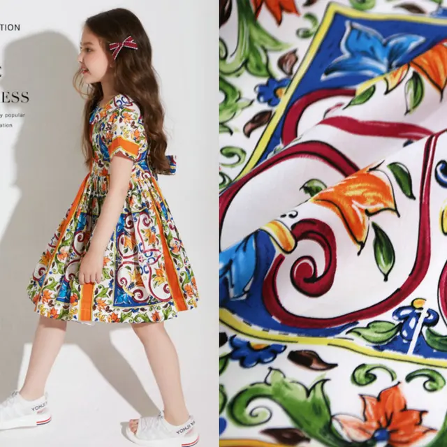 Buy blue majolica printed square fabric,100 cotton